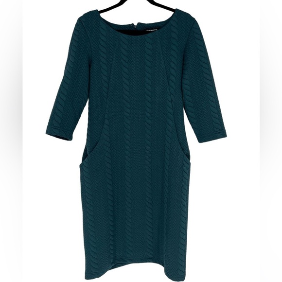 Sharagano Teal Cable Scuba Dress Size 8 - Picture 1 of 9